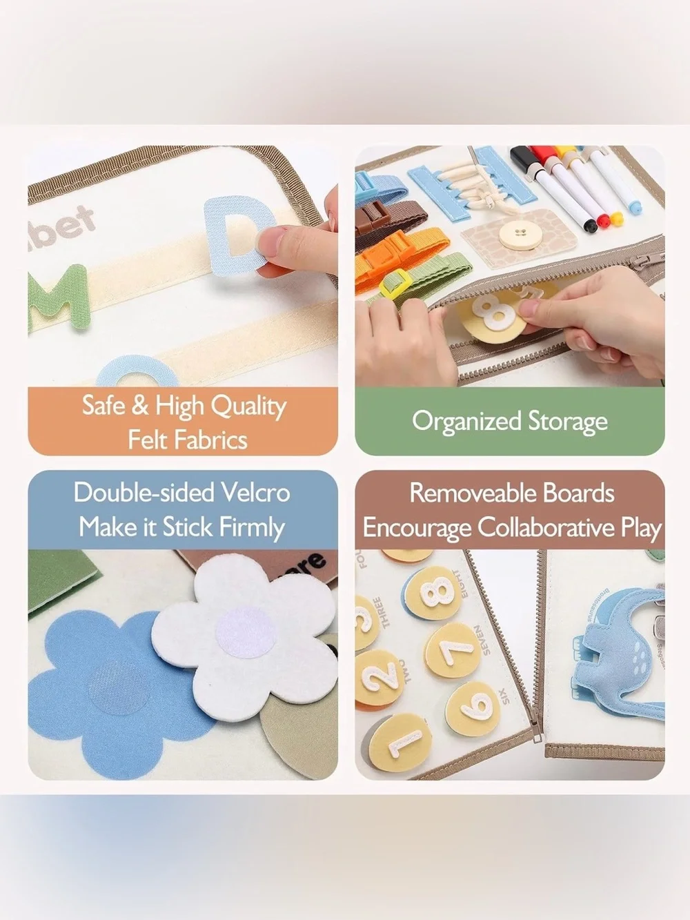 Montessori 6-in-1 Busy Board for Kids - Multicolor